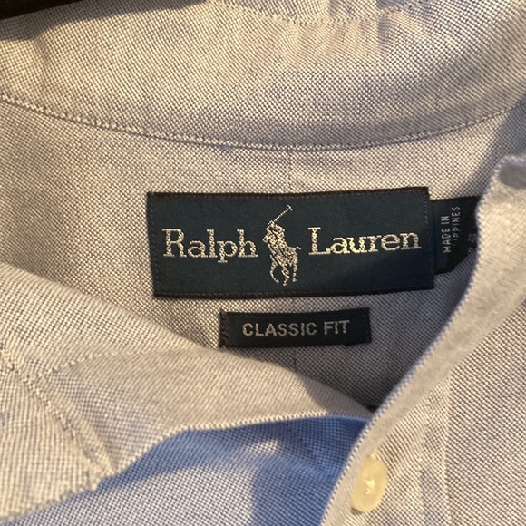 Light blue polo Ralph Lauren dress shirt magenta horse - Picture 3 of 5